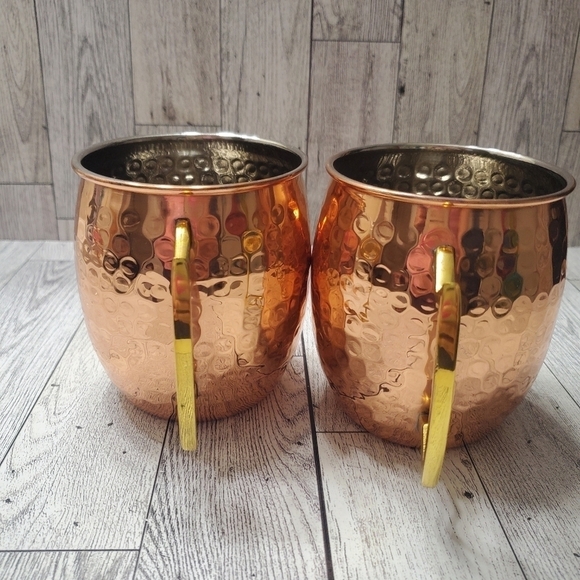 Set of 2 Old Dutch Nickel-Lined Solid Copper Hammered Moscow Mule Mug, 16 Oz - Picture 7 of 10